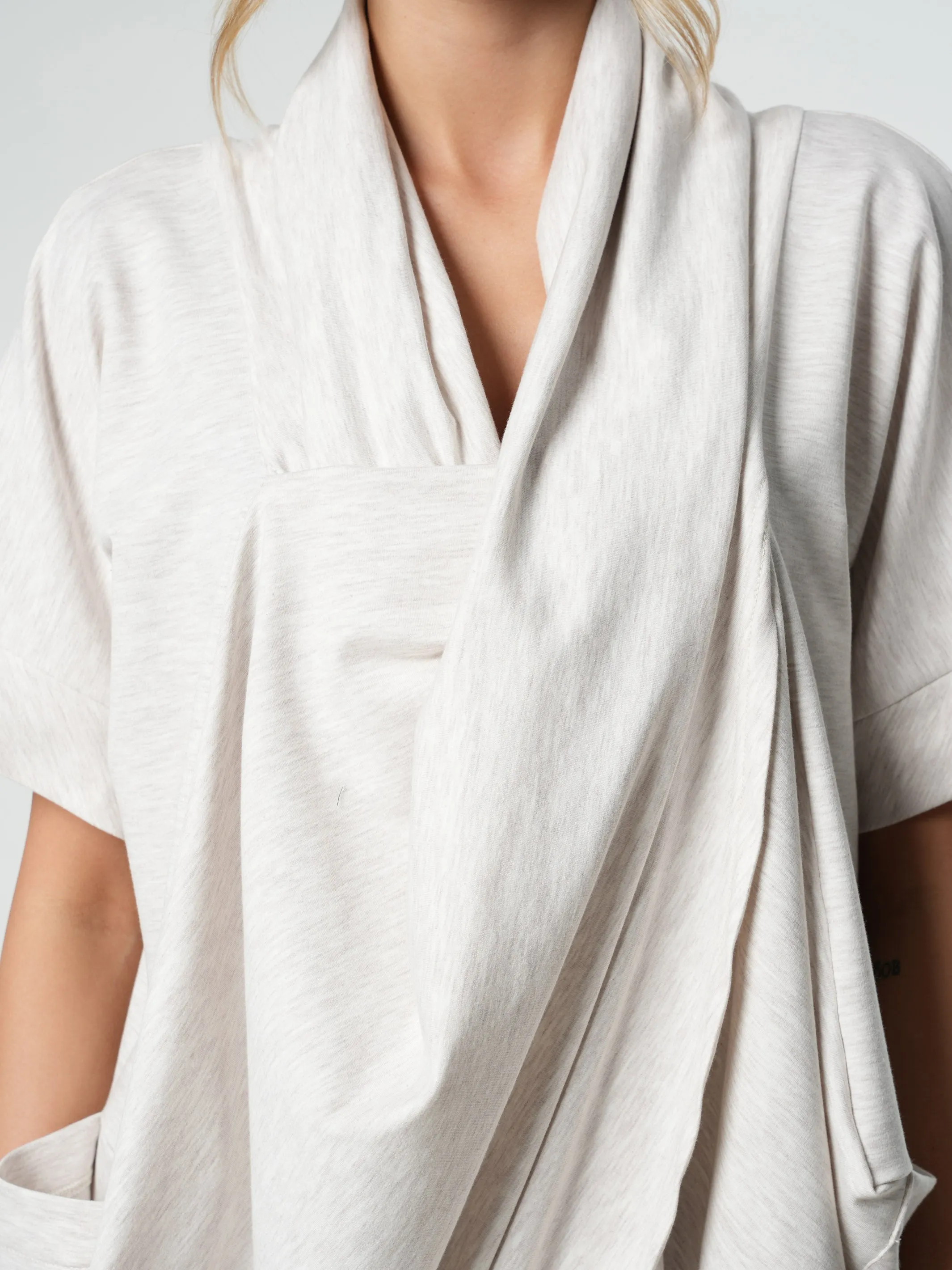 Extravagant Draped Tunic In Ivory