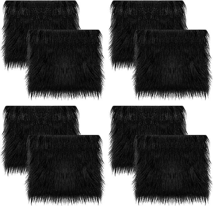 FabricLA Faux Fur Fabric - 8 Pieces Square Fur Material Fabric - 10" X 10" Inches (25cm x 25cm) - Shaggy Fur Patches Fabric Cuts Chair Cover Seat Cushion for DIY Craft -