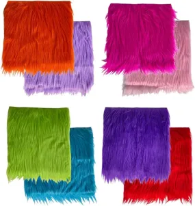 FabricLA Faux Fur Fabric - 8 Pieces Square Fur Material Fabric - 10" X 10" Inches (25cm x 25cm) - Shaggy Fur Patches Fabric Cuts Chair Cover Seat Cushion for DIY Craft -Multi-Colored