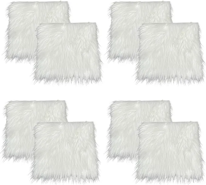 Faux Fur Fabric Squares | 8 Pcs DIY Craft Set by FabricLA | Shaggy Fur for Chair Covers & Cushions