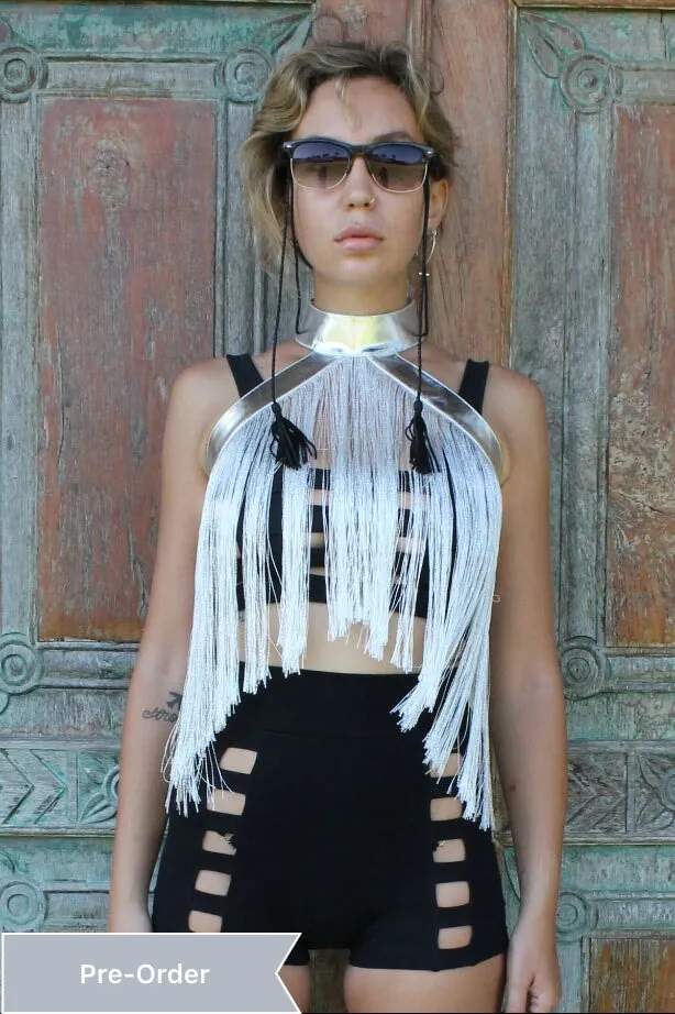 Five and Diamond Fringe Halter - leather