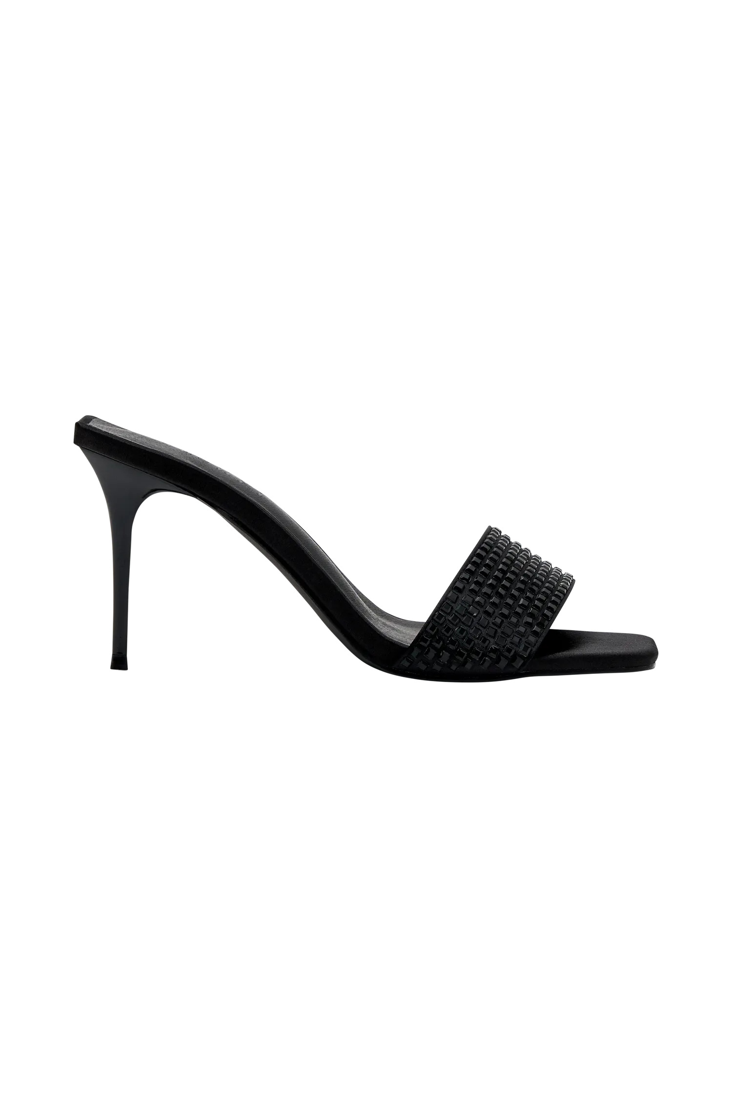 Geneva Square Diamante Mule - Black