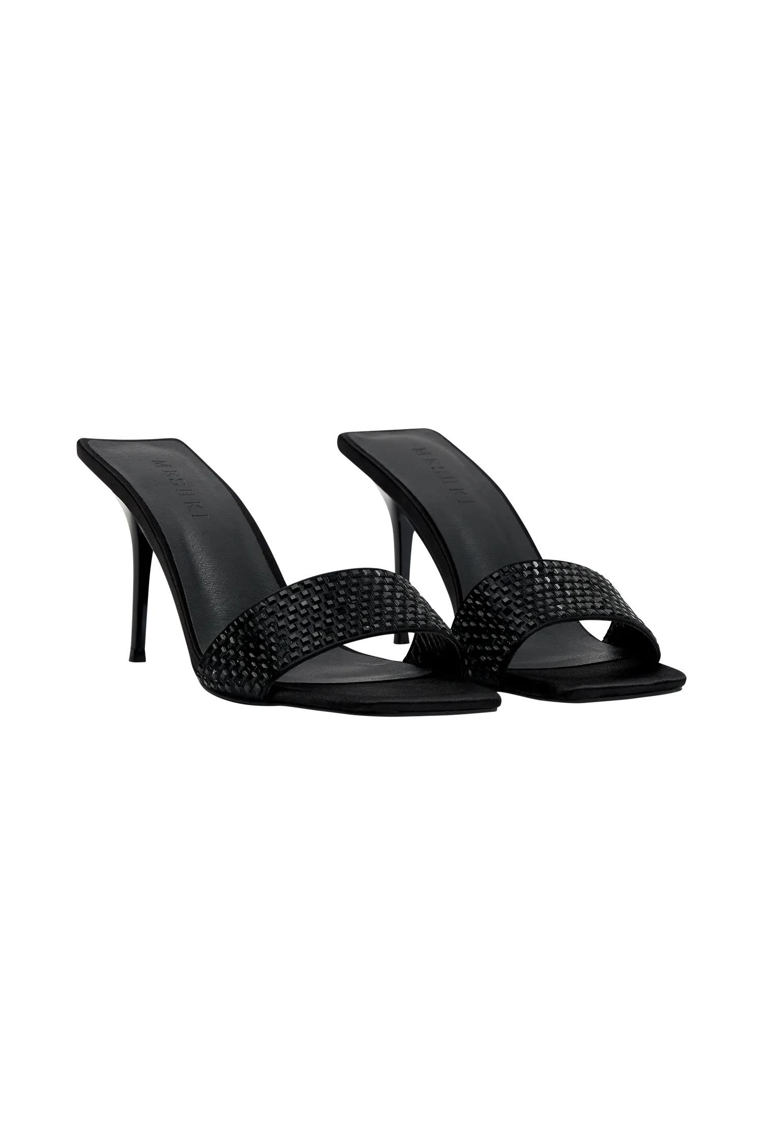 Geneva Square Diamante Mule - Black