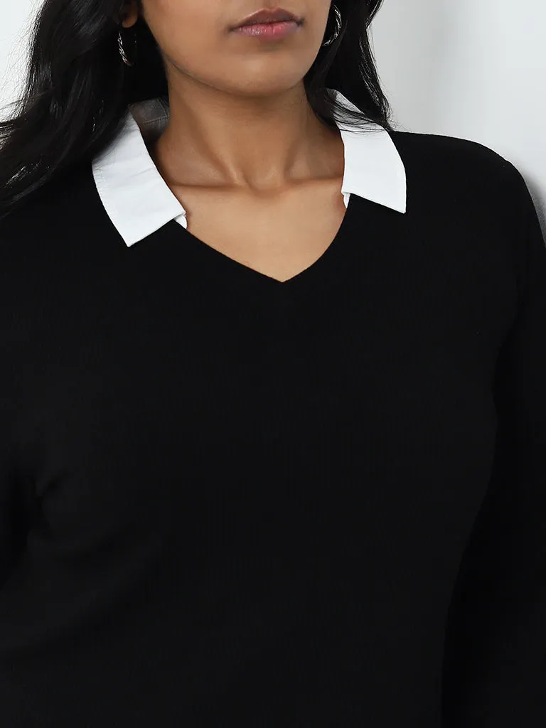 Gia Black Collared T-Shirt