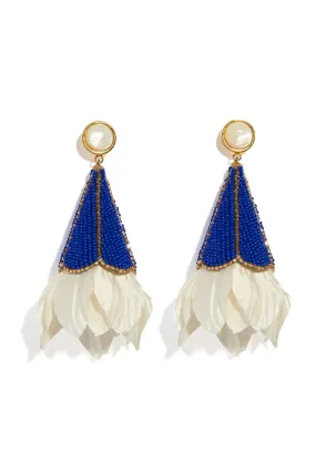 Gilded Floral Earrings In Cobalt