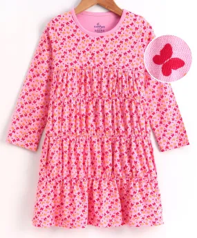 Girls AOP Full Sleeve Layered Frill Dress