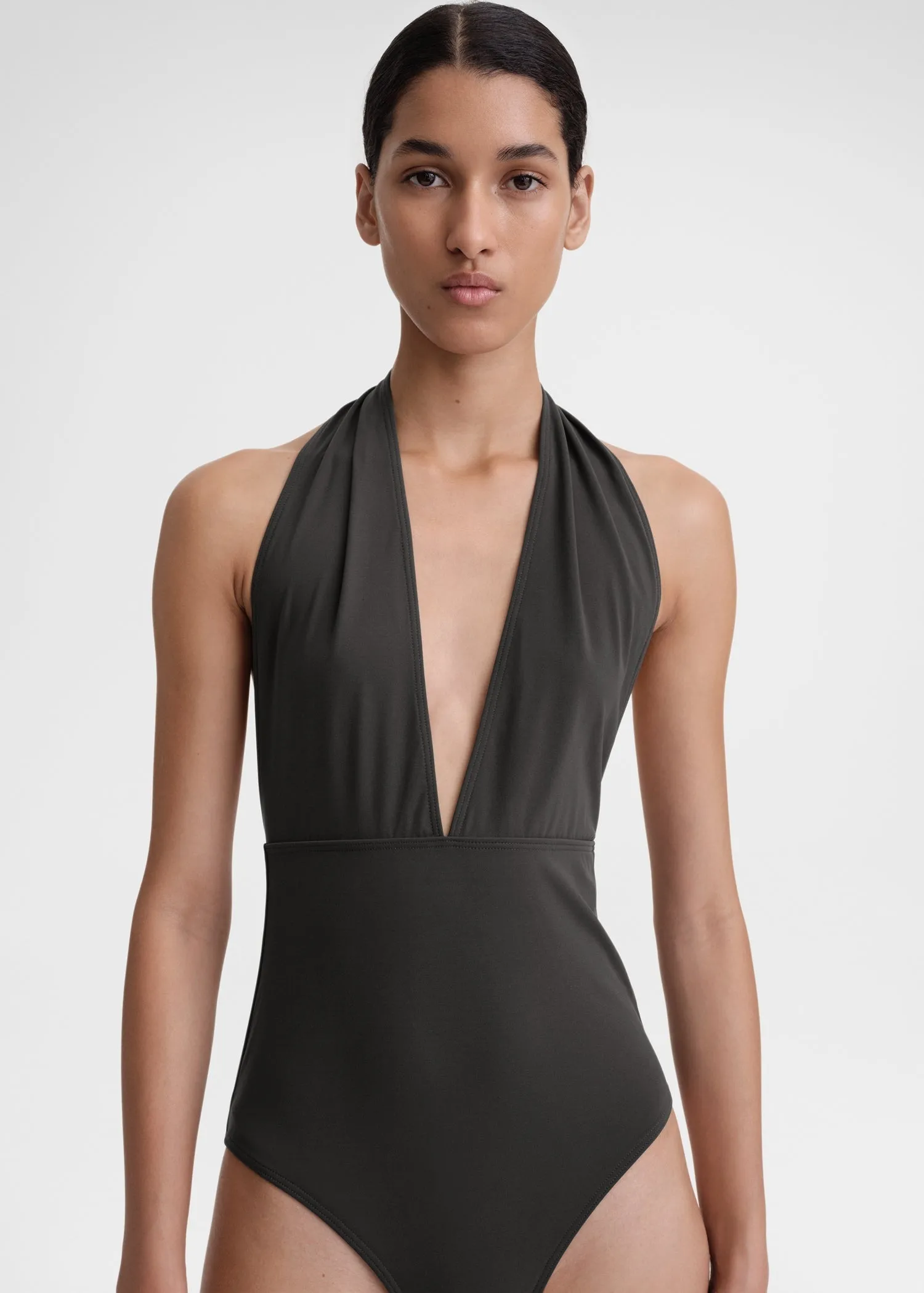 Halterneck swimsuit anthracite