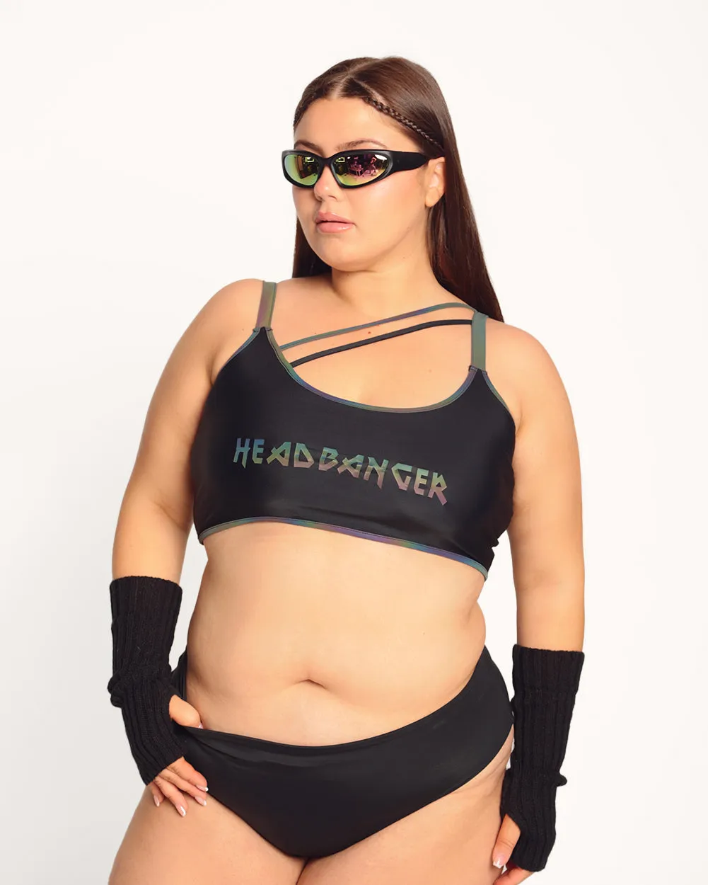 Headbanger BB Rainbow Reflective Crop Top