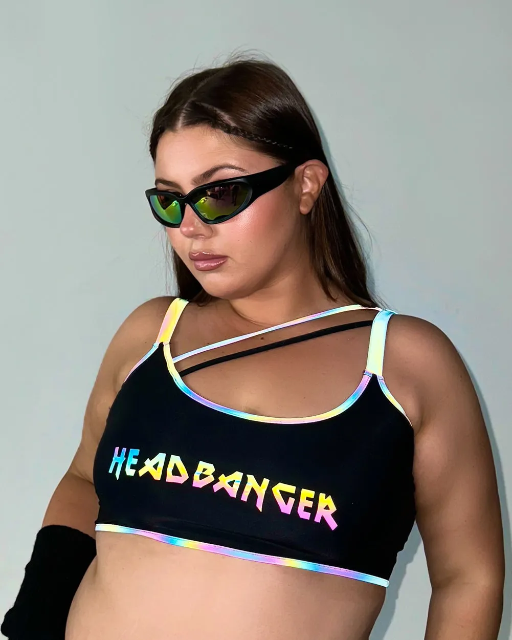 Headbanger BB Rainbow Reflective Crop Top