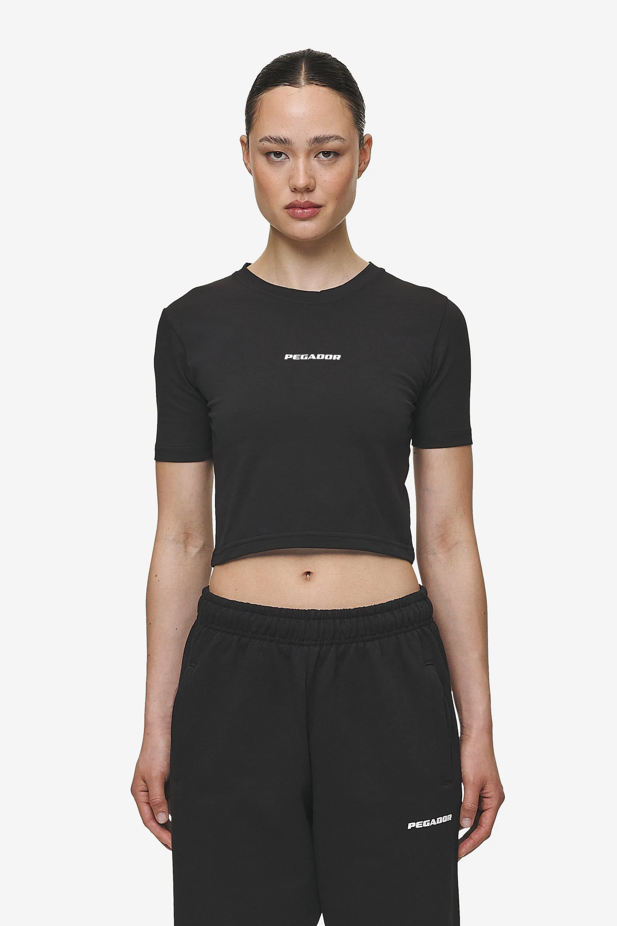 Ines Cropped Baby Tee Black White Gum