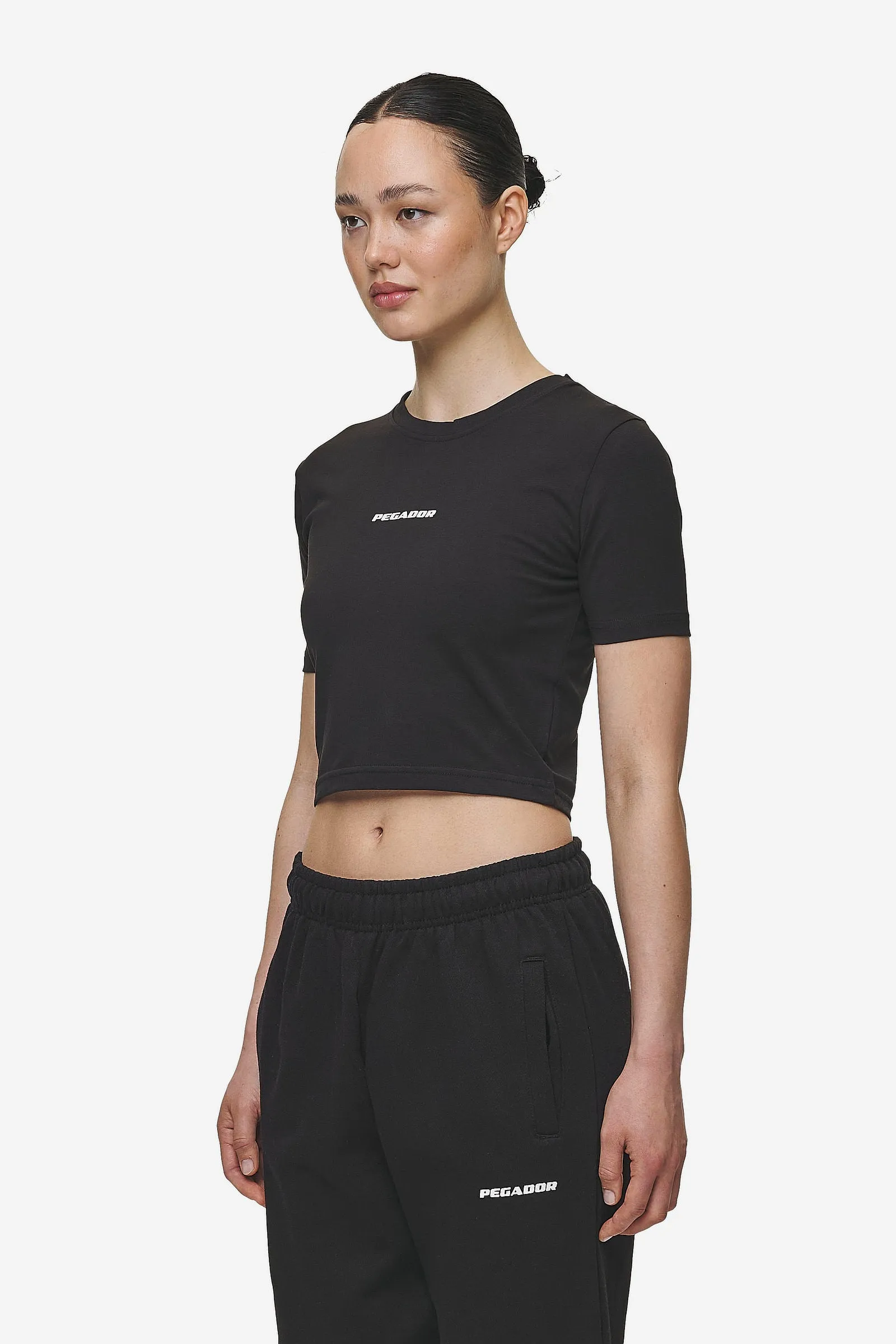 Ines Cropped Baby Tee Black White Gum