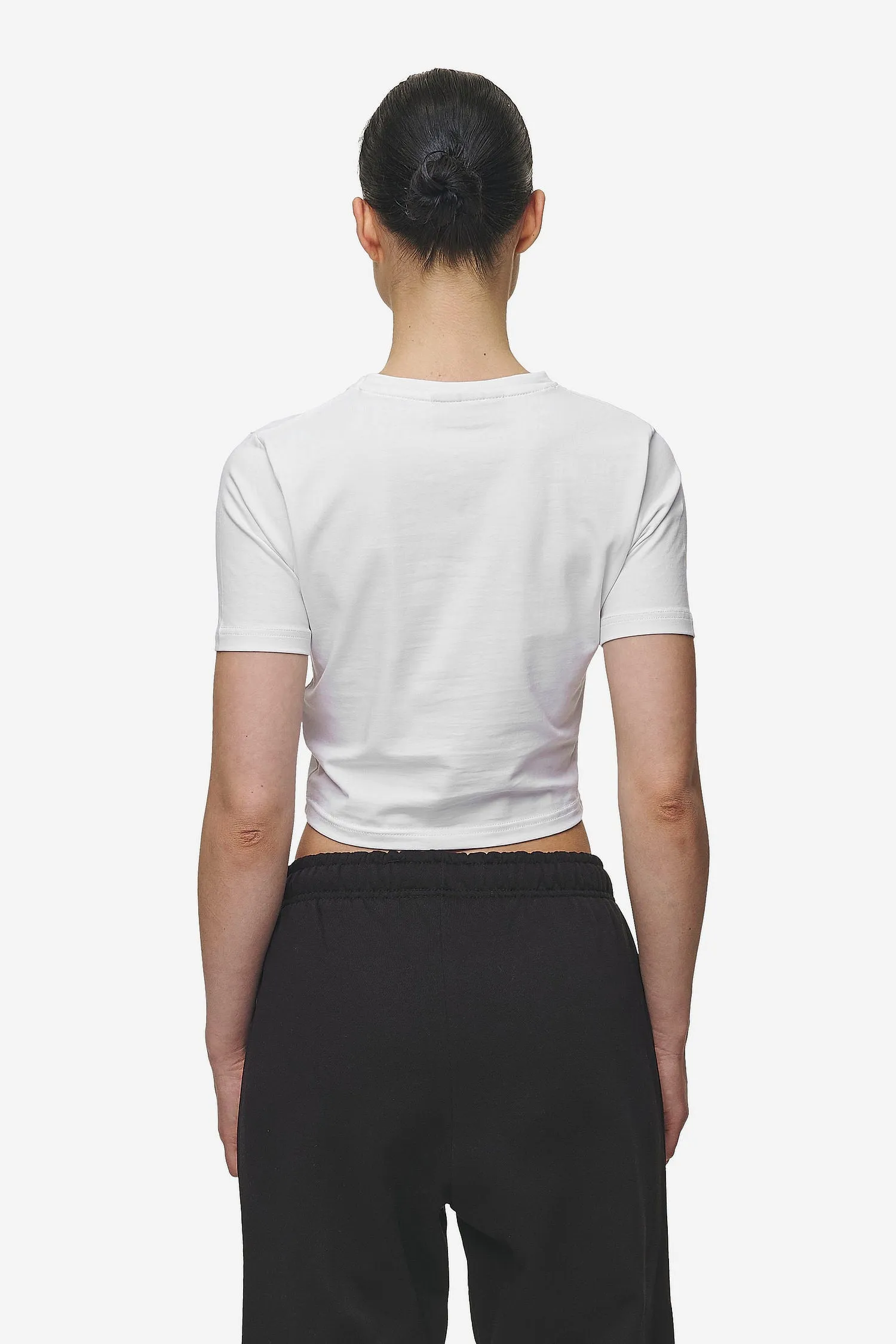 Ines Cropped Baby Tee White Black Gum