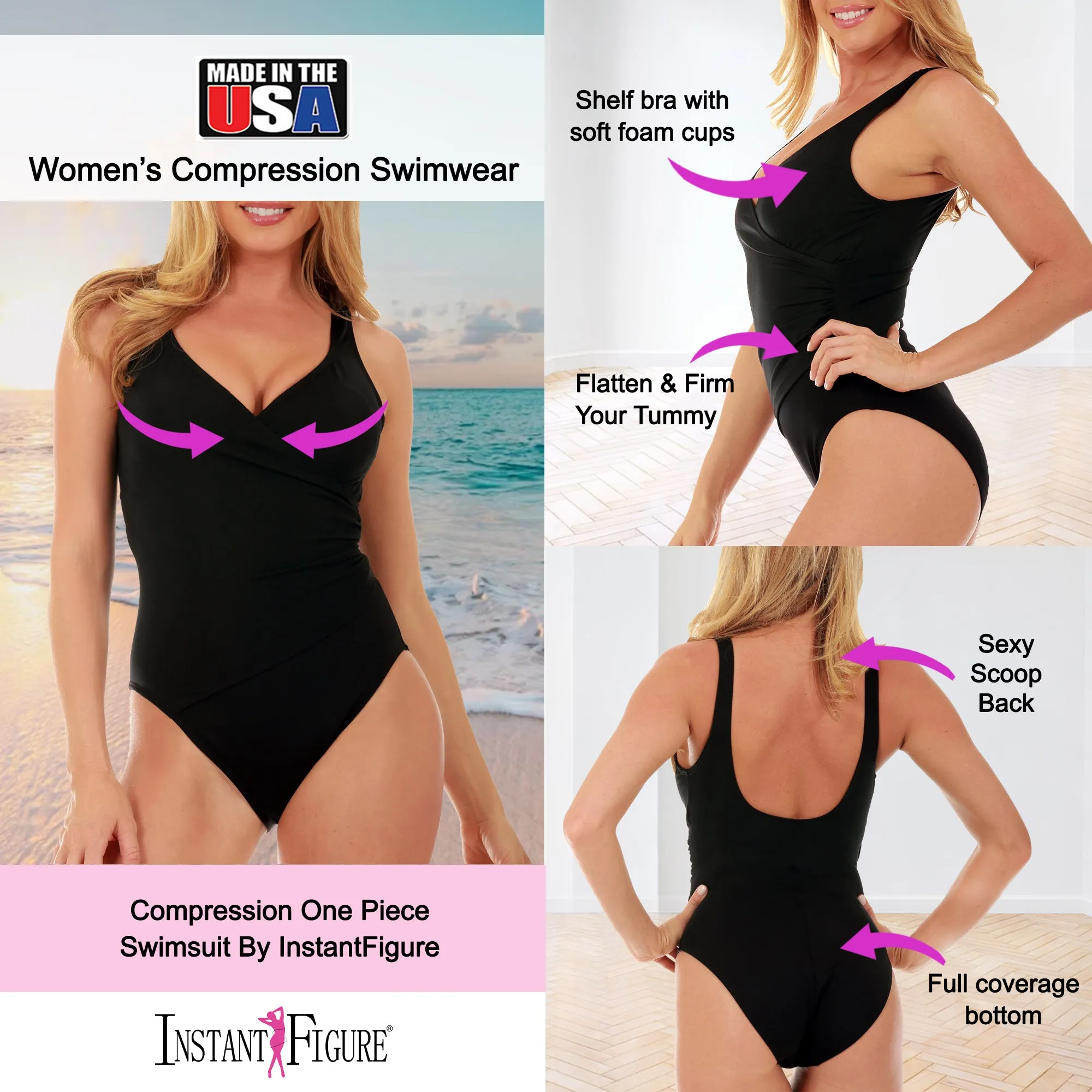 InstantFigure Wrap One Piece Swimsuit 13443P