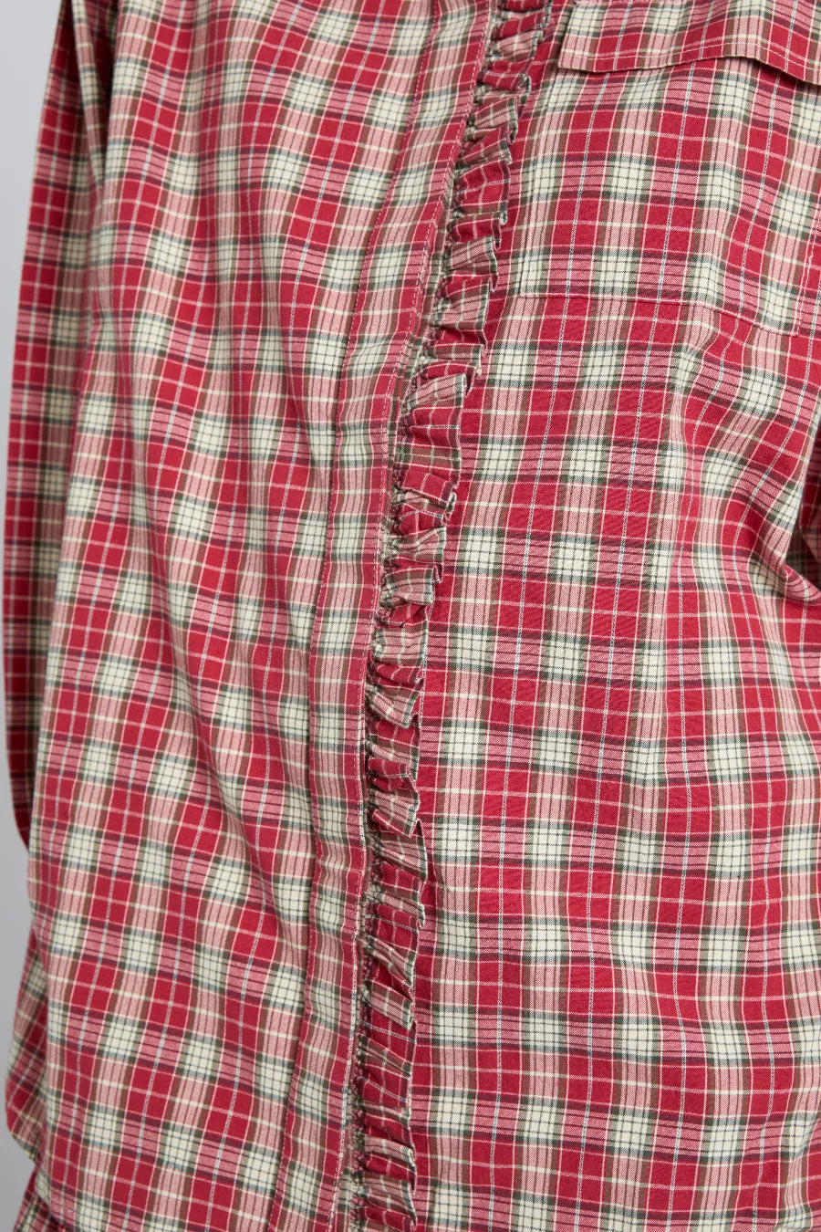 kylie ruffle shirt - red check