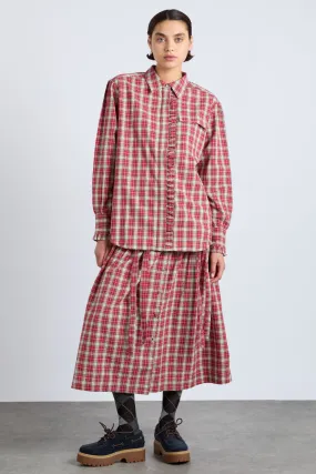 kylie ruffle shirt - red check