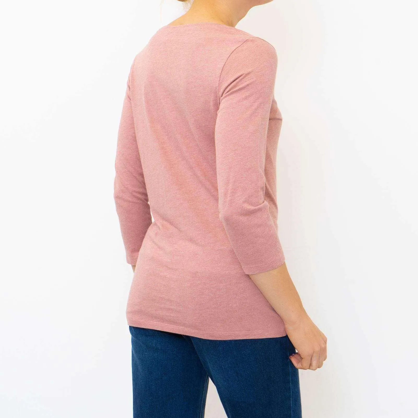 Laura 3/4 Sleeves Scoop Neck Essential Cotton Jersey Tops