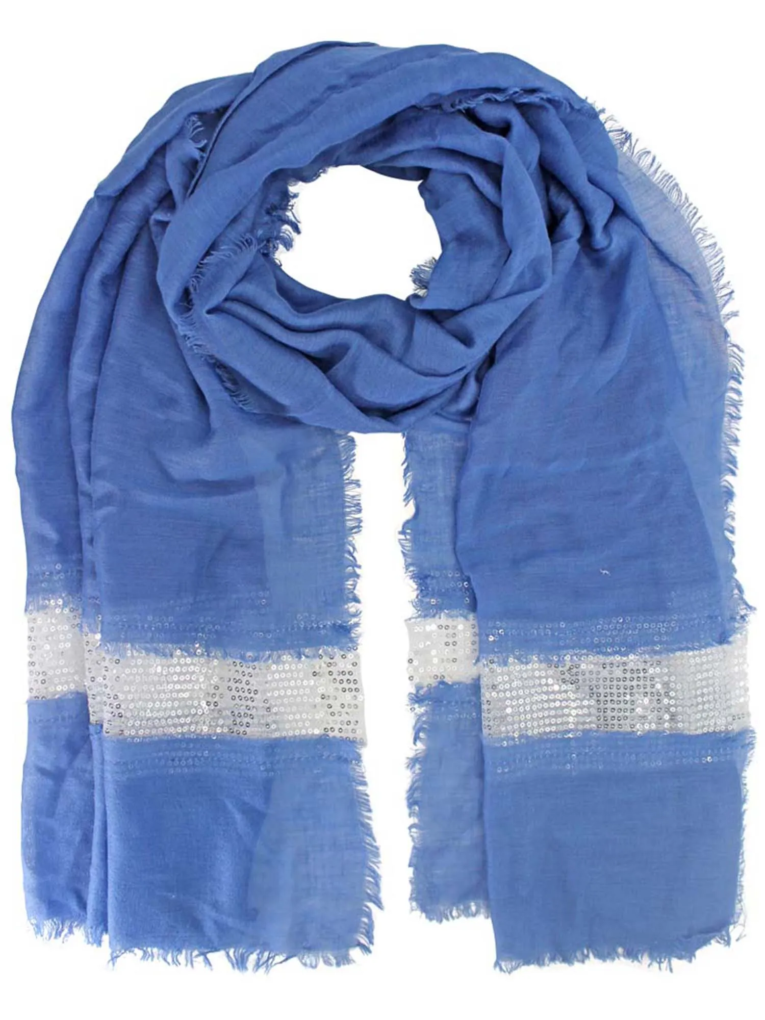 Light Summer Scarf Shawl With Silver Trim