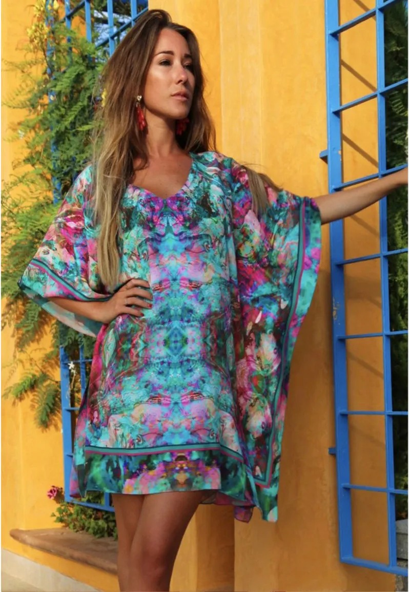 Liquid Rainbow Silk Kaftan