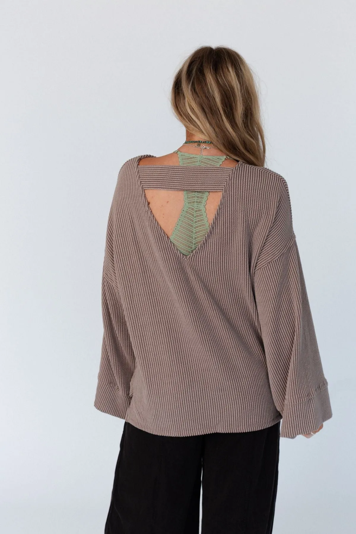 Love It Round Neckline Textured Top - Mocha