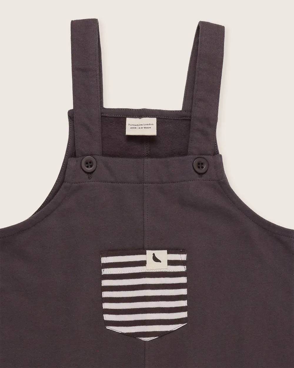 Midnight Charcoal Plain Dungarees