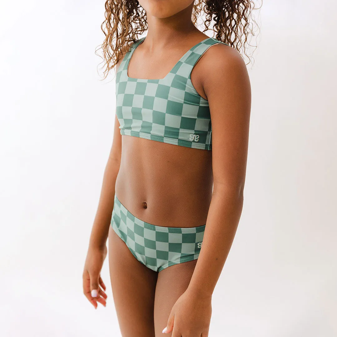 Mini Olivia Two-Piece Set, Green Check