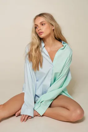 MINT COLORBLOCK BLOUSE