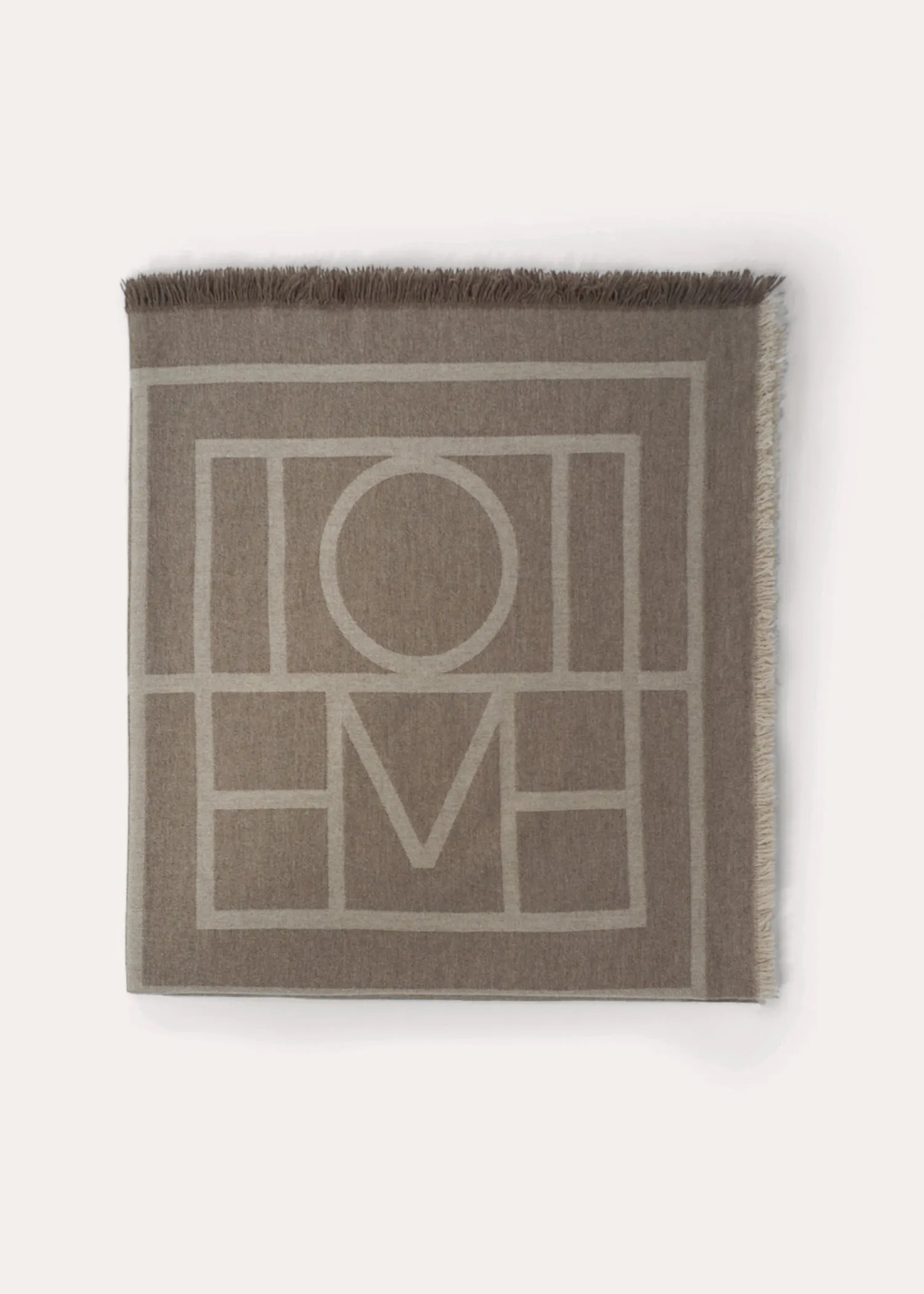 Monogram wool cashmere scarf tobacco