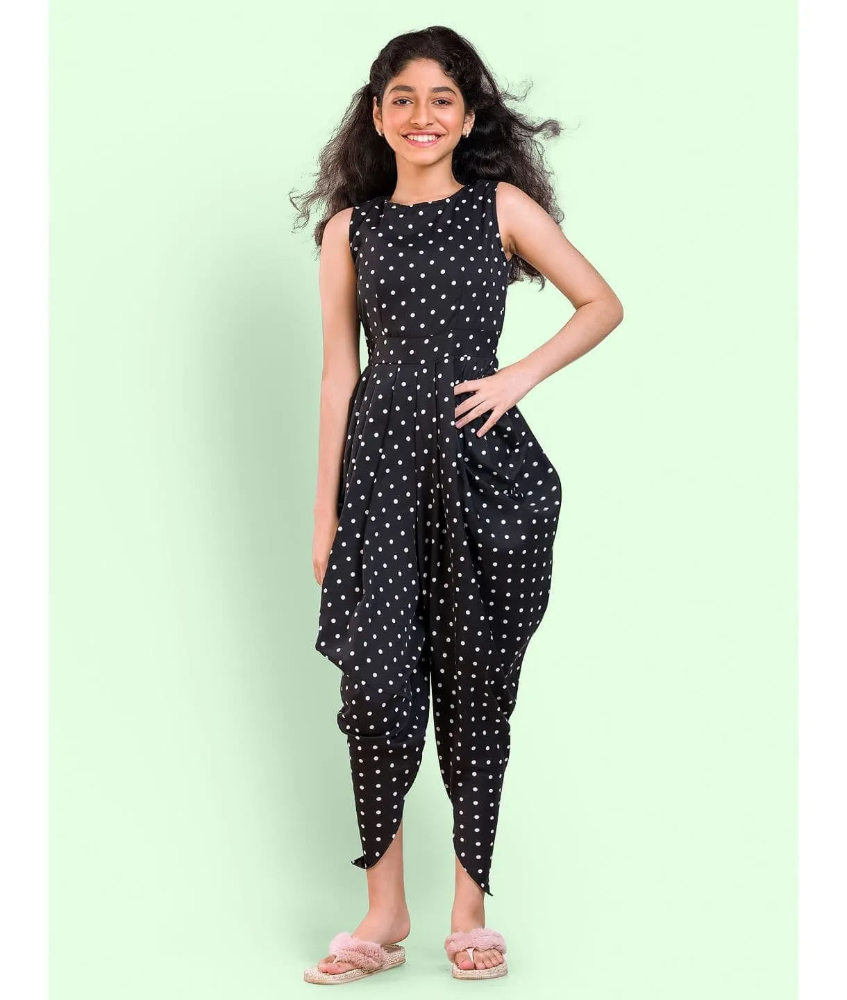 Multi colour elasticated Dhoti Jumpsuit for Girls