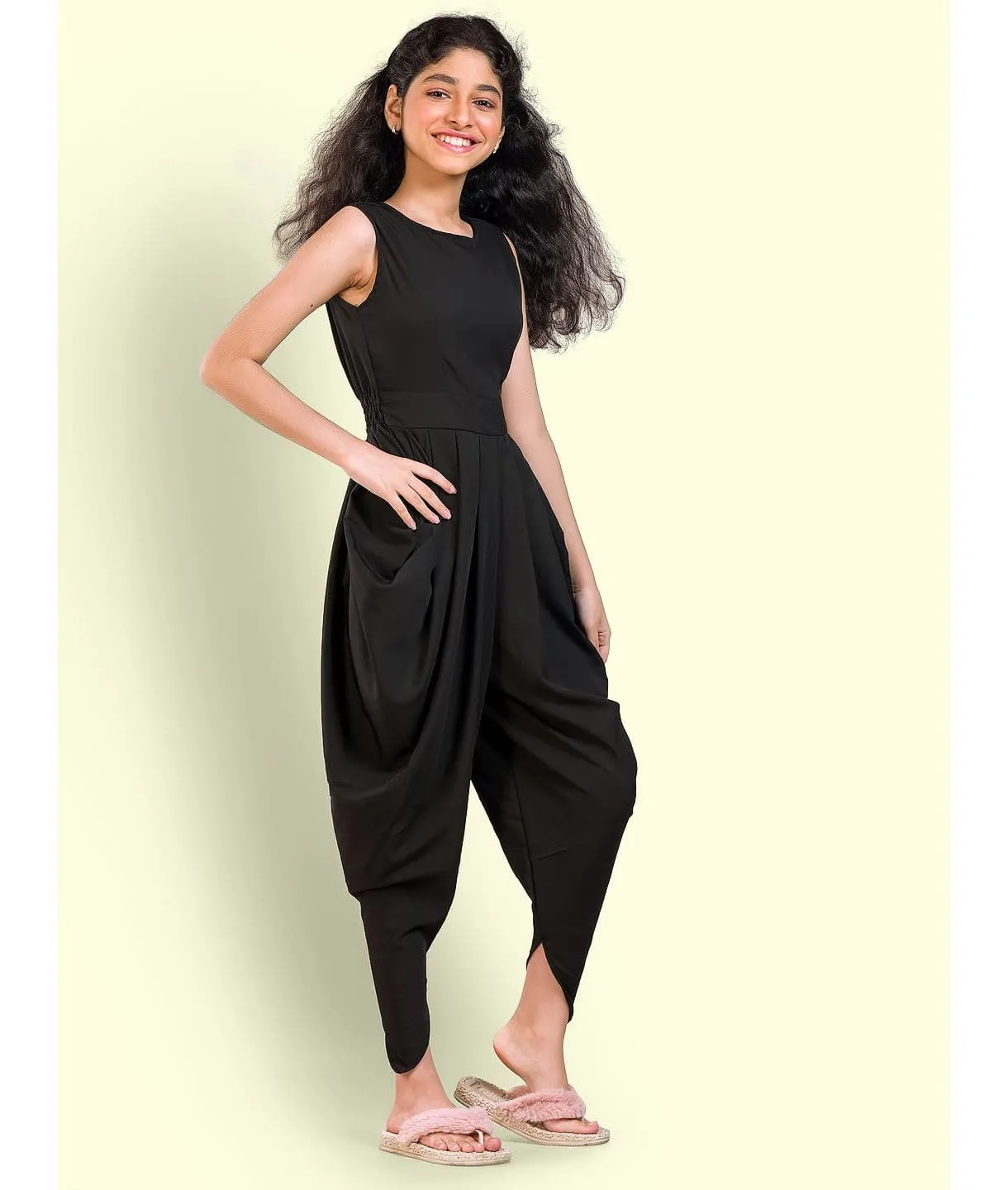 Multi colour elasticated Dhoti Jumpsuit for Girls