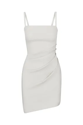 Nadege Draped Mini Dress in Stretch Linen