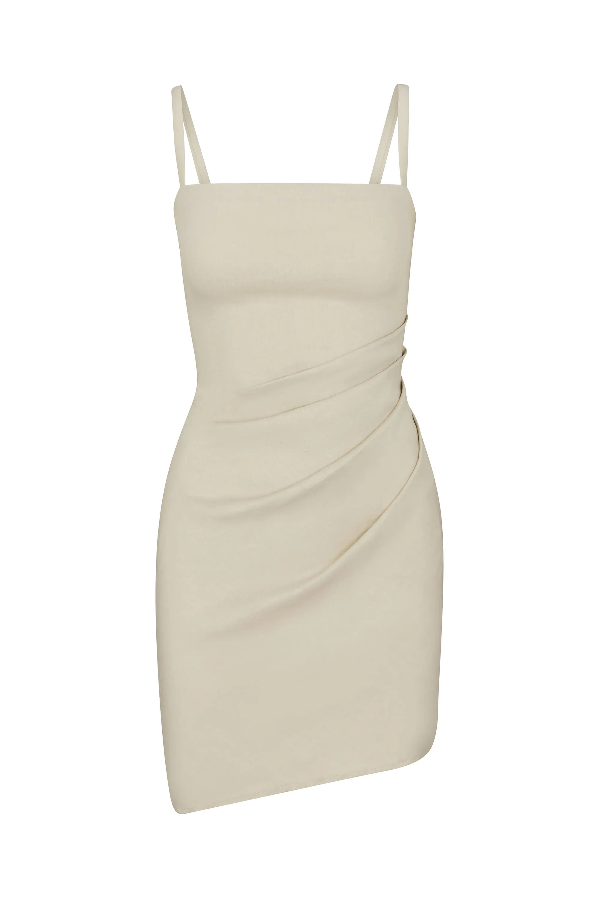 Nadege Draped Mini Dress in Stretch Linen