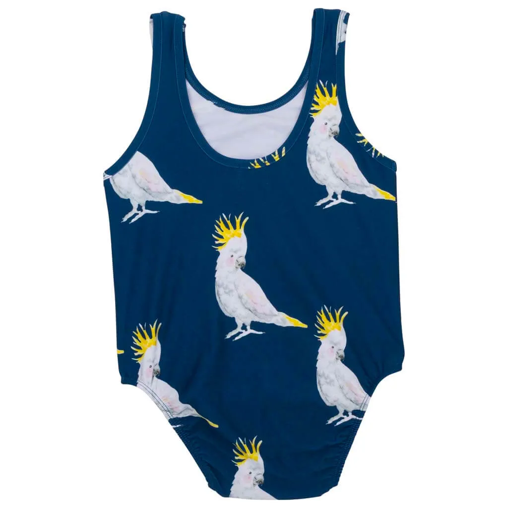 Navy Cockatoo Girls Sleeveless Swimsuit