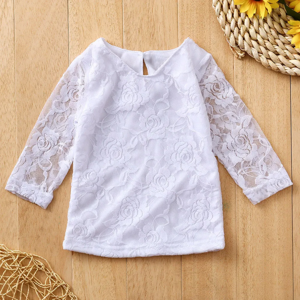 Newborn Infant Baby Girls Clothes Set Lace Flower Tops Shirt Pants Outfits Sets Winter