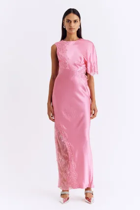 Nicky Asymmetric Sleeve Maxi Dress - Pink