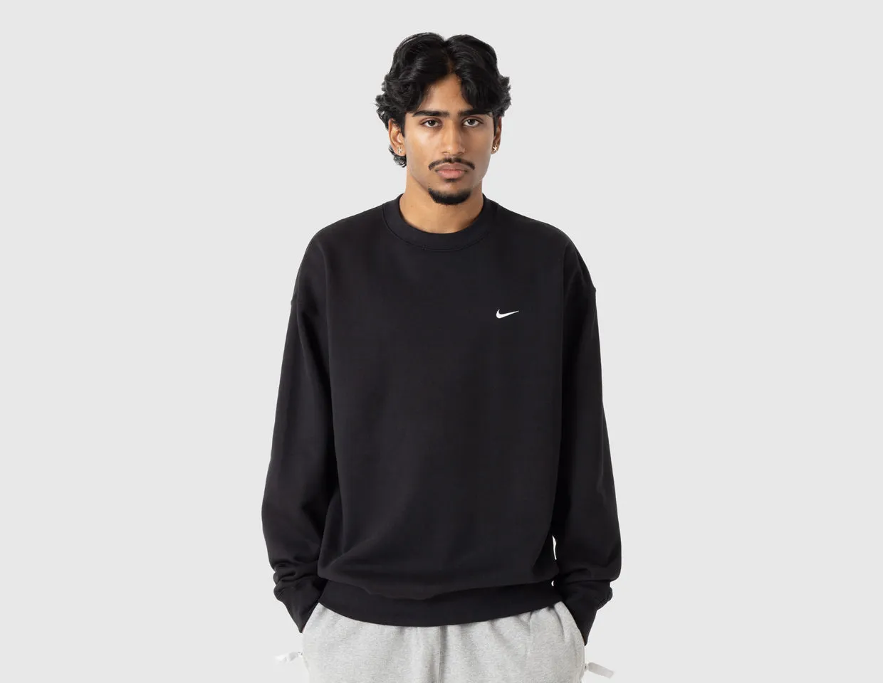 Nike Solo Swoosh Fleece Crewneck Black / White