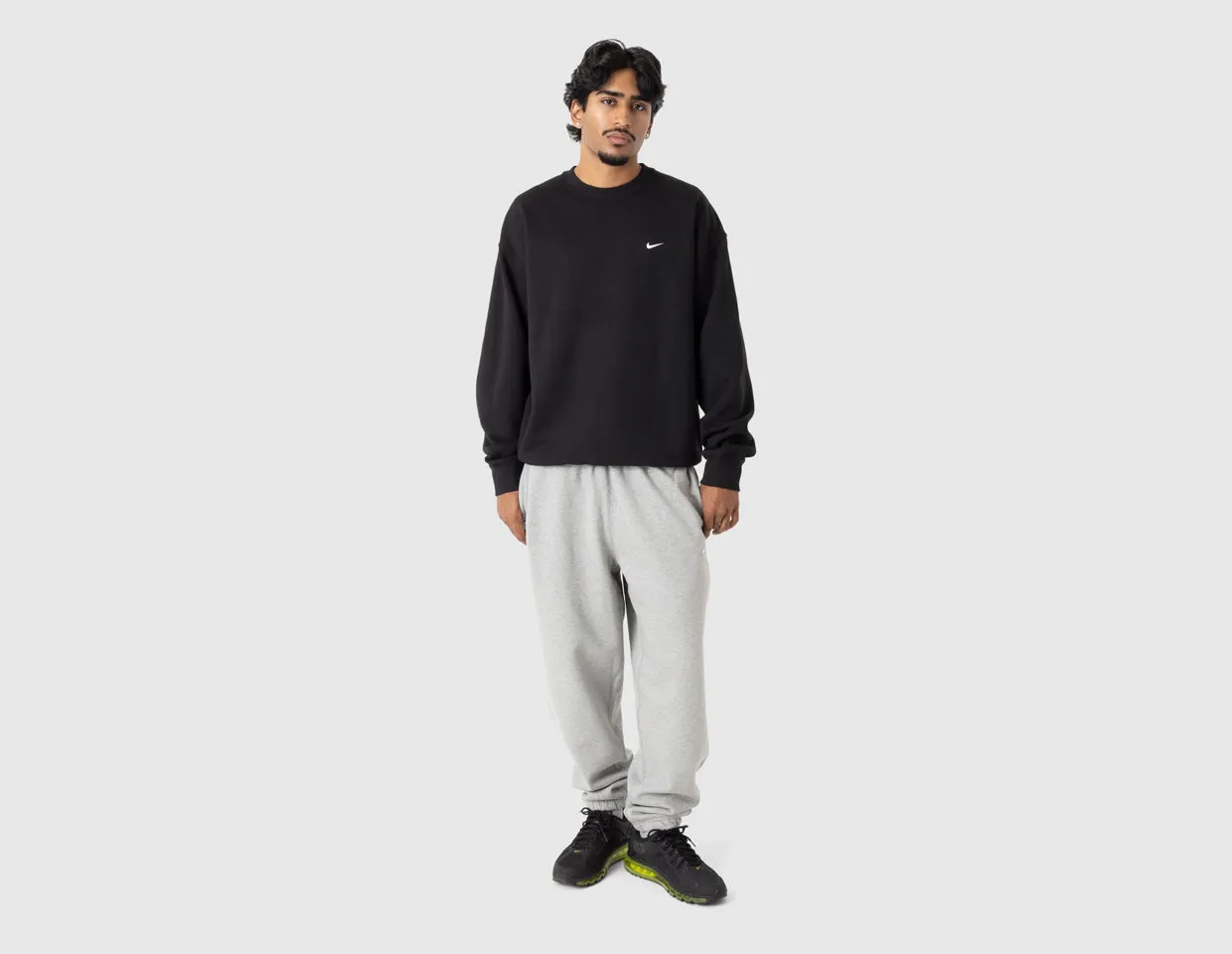 Nike Solo Swoosh Fleece Crewneck Black / White