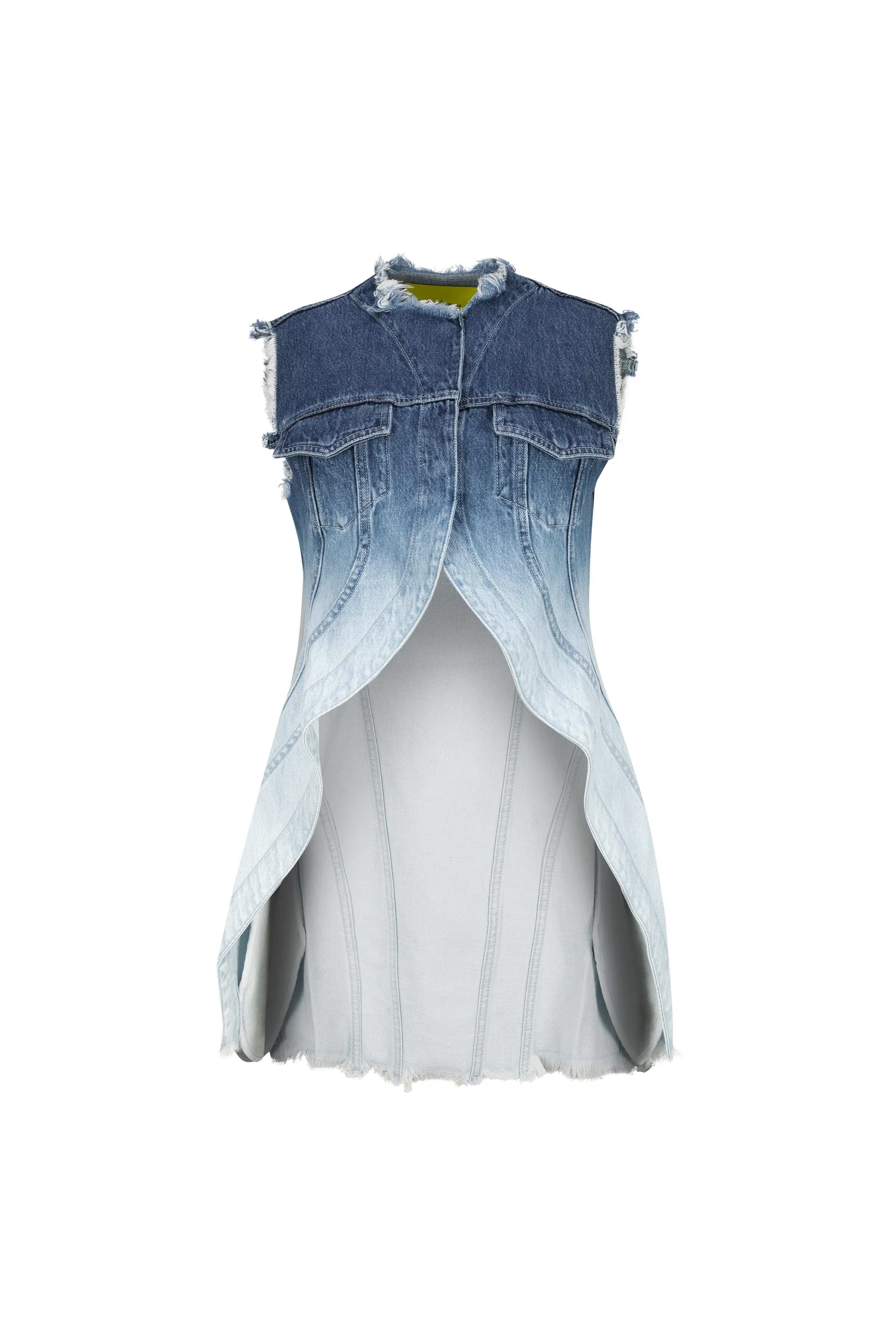 OMBRE DENIM BLUE PUSHED-BACK VEST