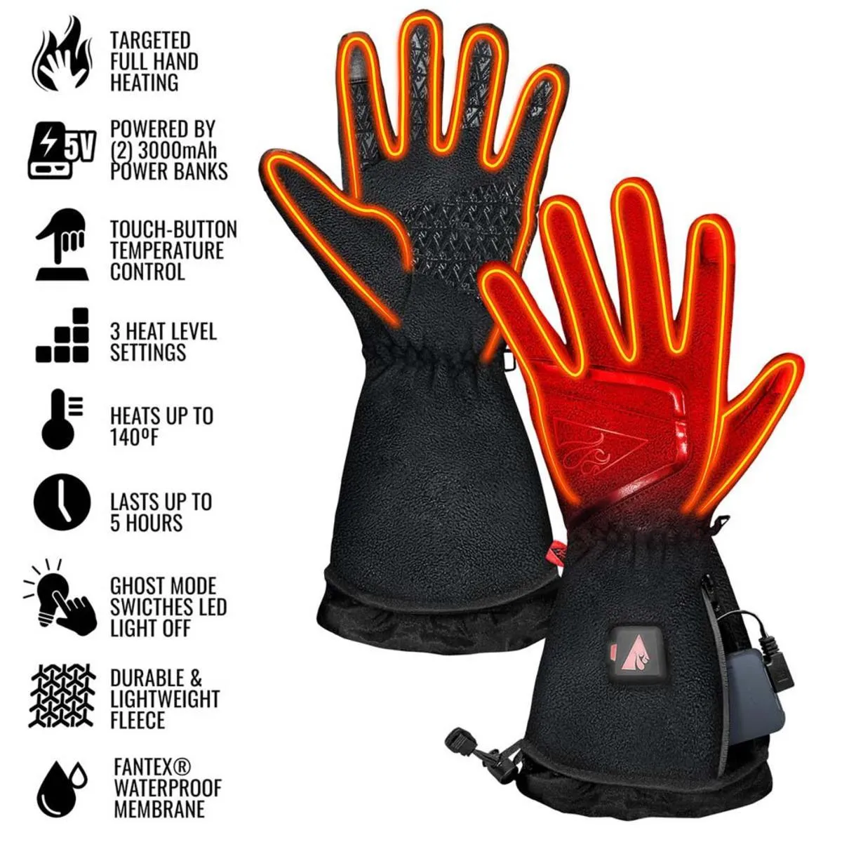 Open Box ActionHeat 5V Men's Slim Fit Fleece Heated Gloves