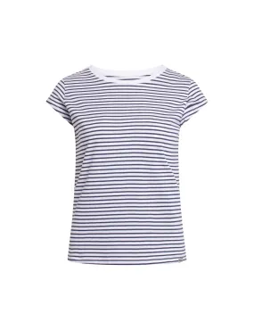 Organic Jersey Stripe Teasy Tee FAV,  White/Navy