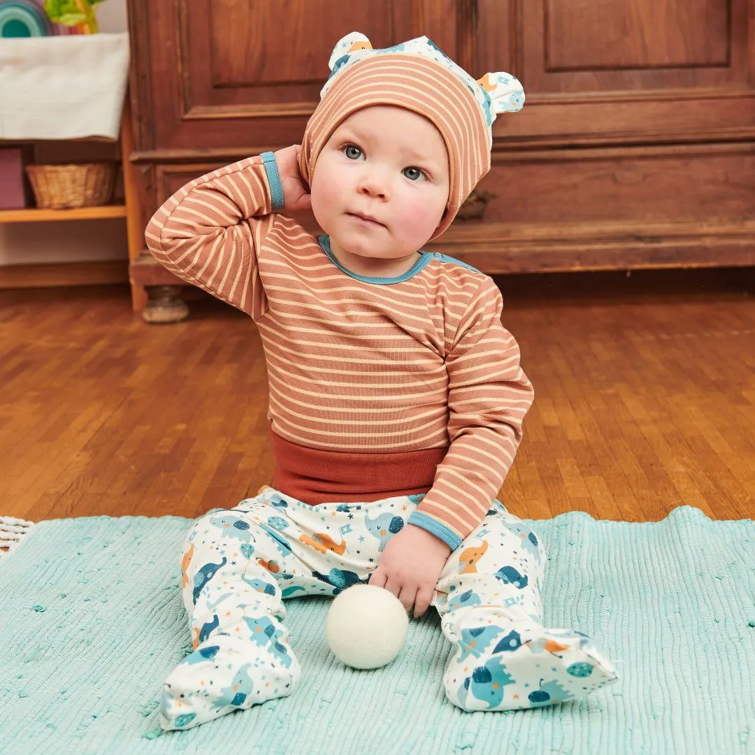 Organic longsleeve baby top "Stripes Caramel" - 95% organic cotton, 5% elasthane