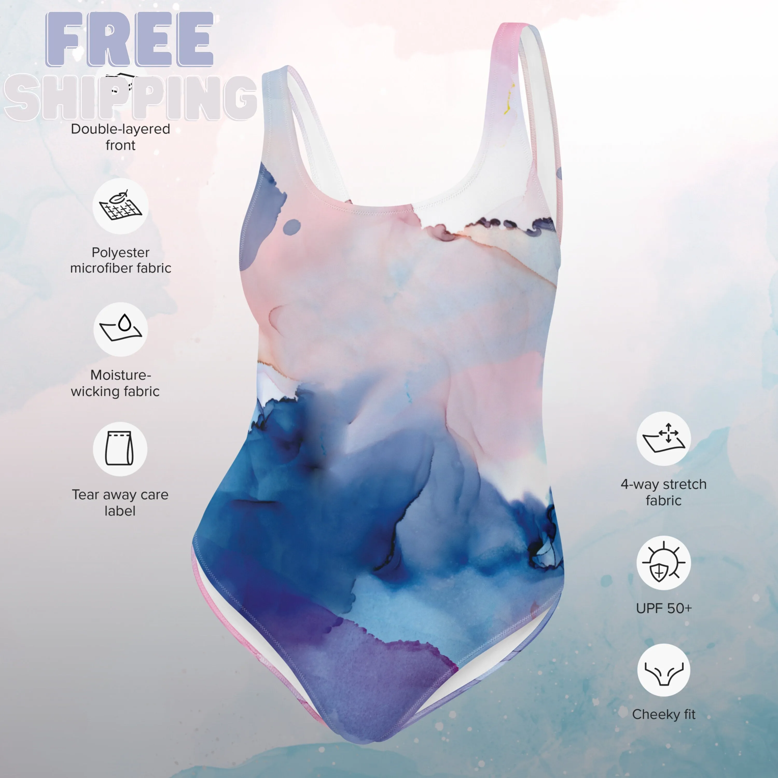 Pastel Marbling One-Piece Swimsuit