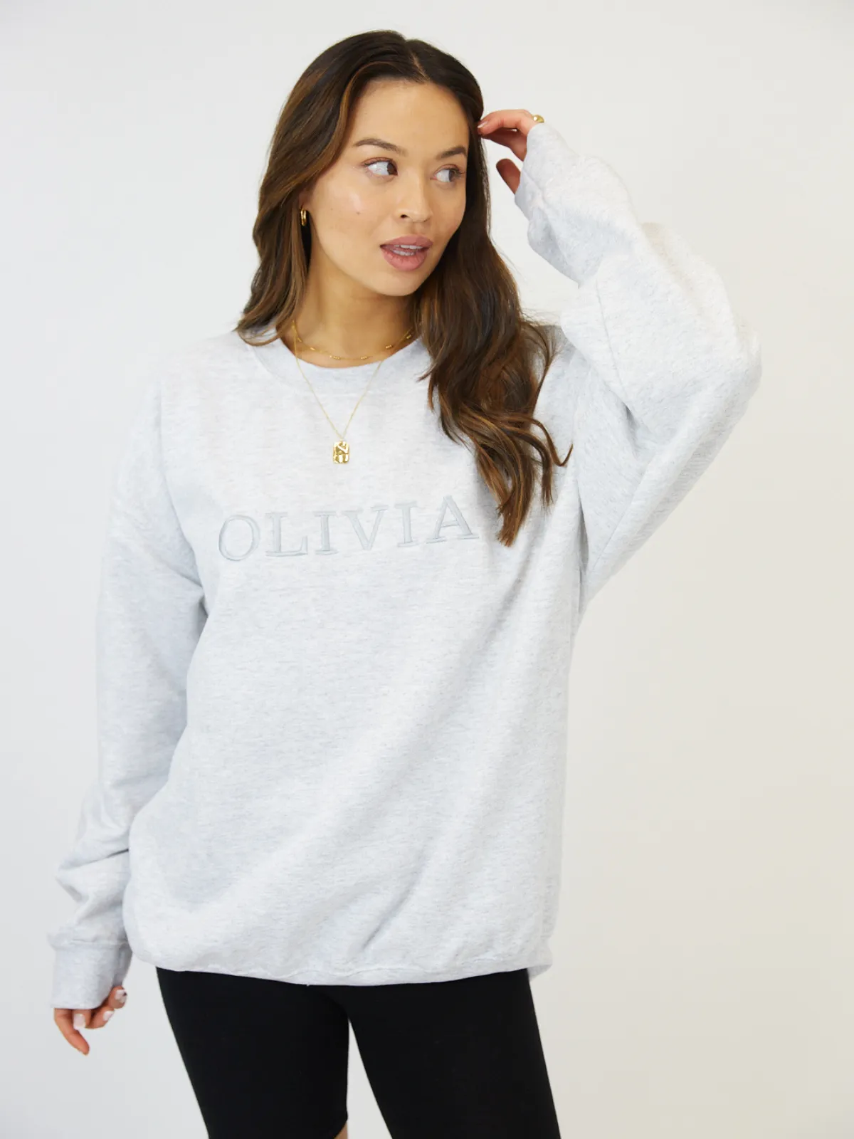 Pia Personalised Grey Round Neck Sweater