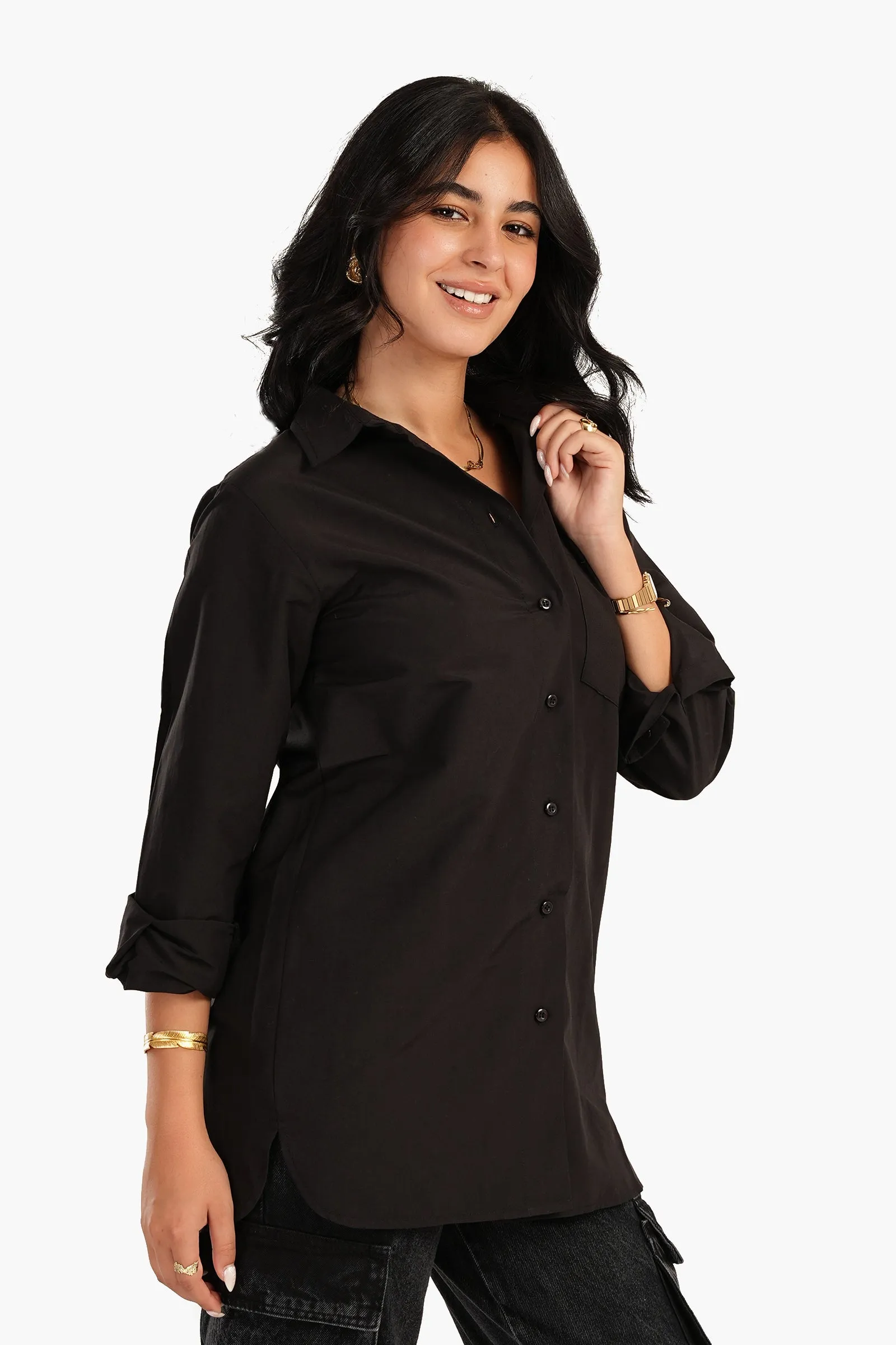 Poplin Shirt with Chest Pocket