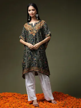 Premium Hand Embroidery Chikankari PolySilk Kaftan Topwear for Women