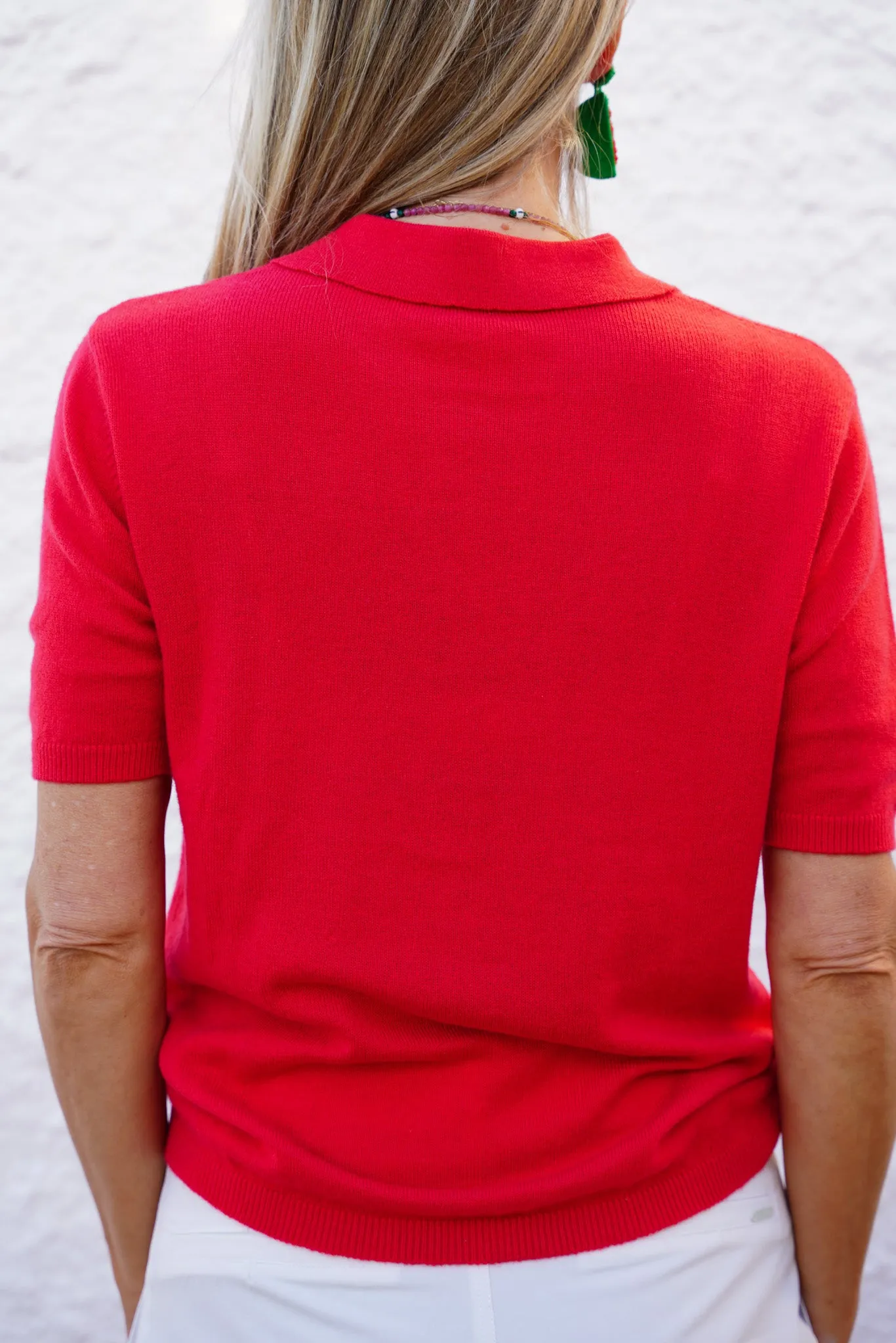 Red Collared Knitted Tee