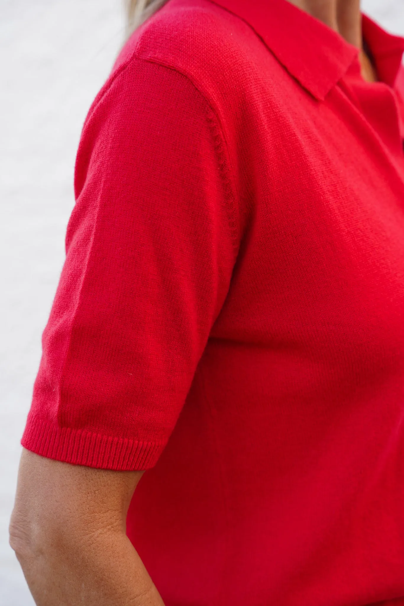 Red Collared Knitted Tee