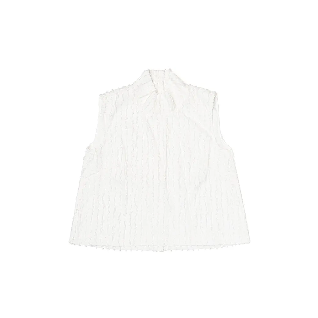 SAMPLE - Cropped Sleeveless Mod Top - White Fringe