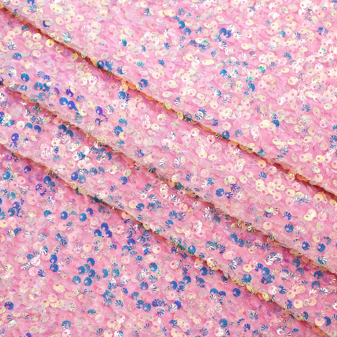 Sanibel Seashell Stretch Velvet Sequin Fabric | Blue Moon Fabrics