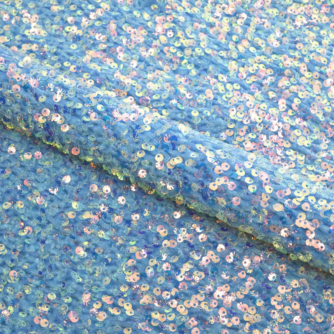 Sanibel Seashell Stretch Velvet Sequin Fabric | Blue Moon Fabrics