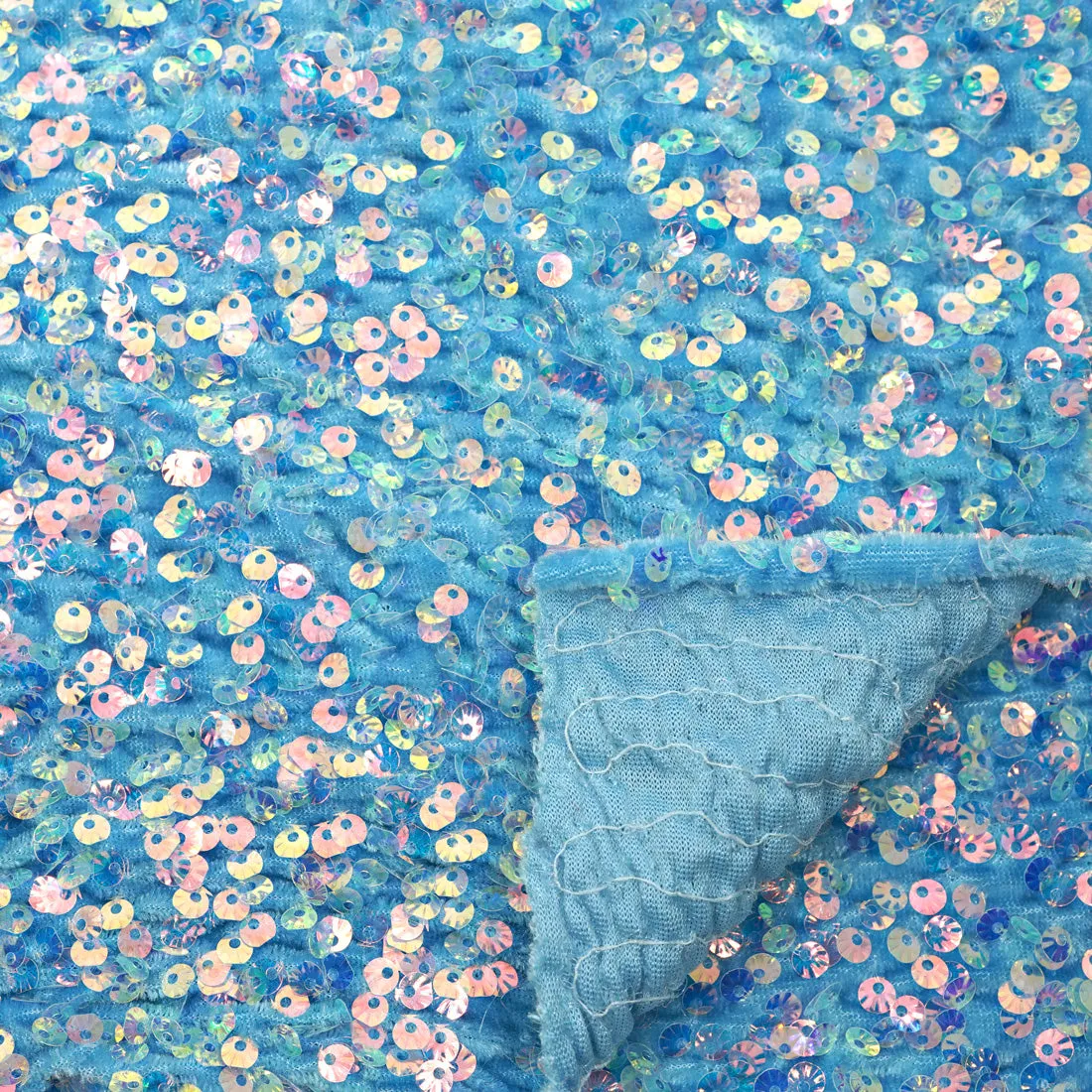 Sanibel Seashell Stretch Velvet Sequin Fabric | Blue Moon Fabrics